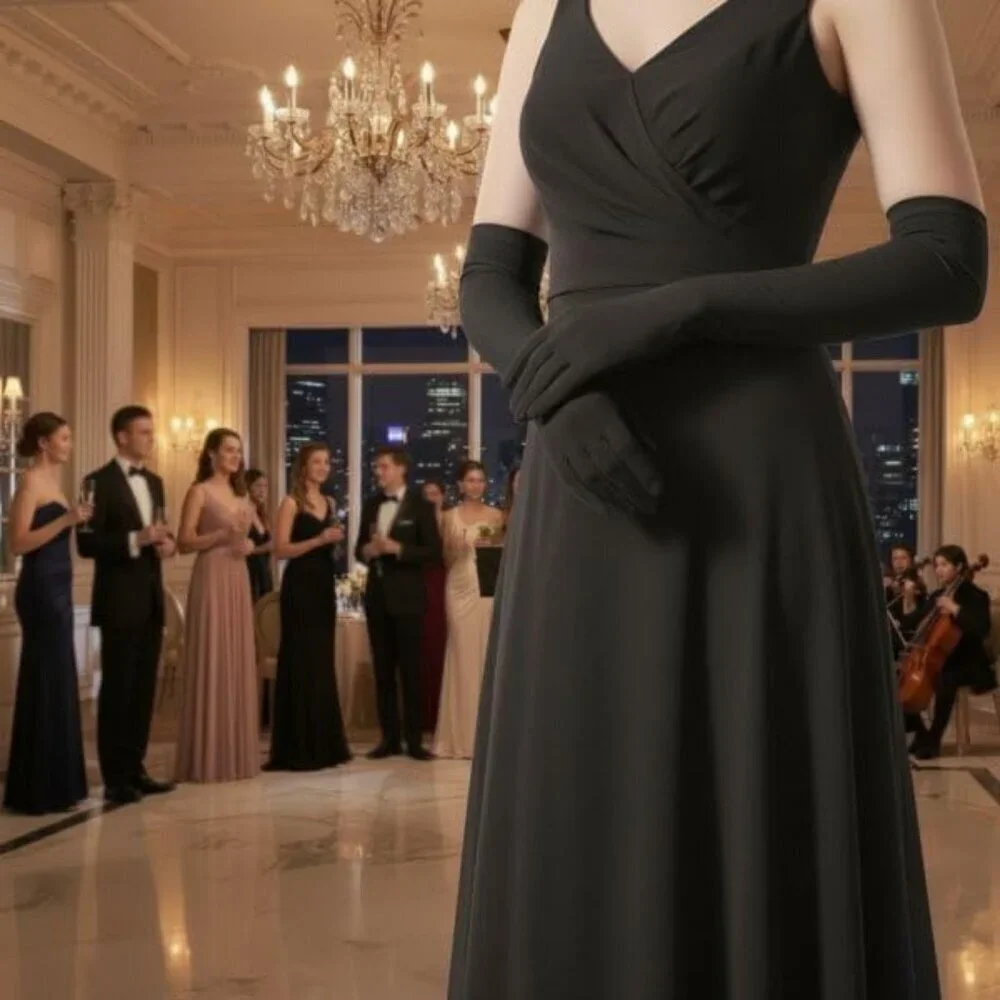 Women's Black Tight Spandex Long Elbow Gloves Cosplay Party Proms Costume